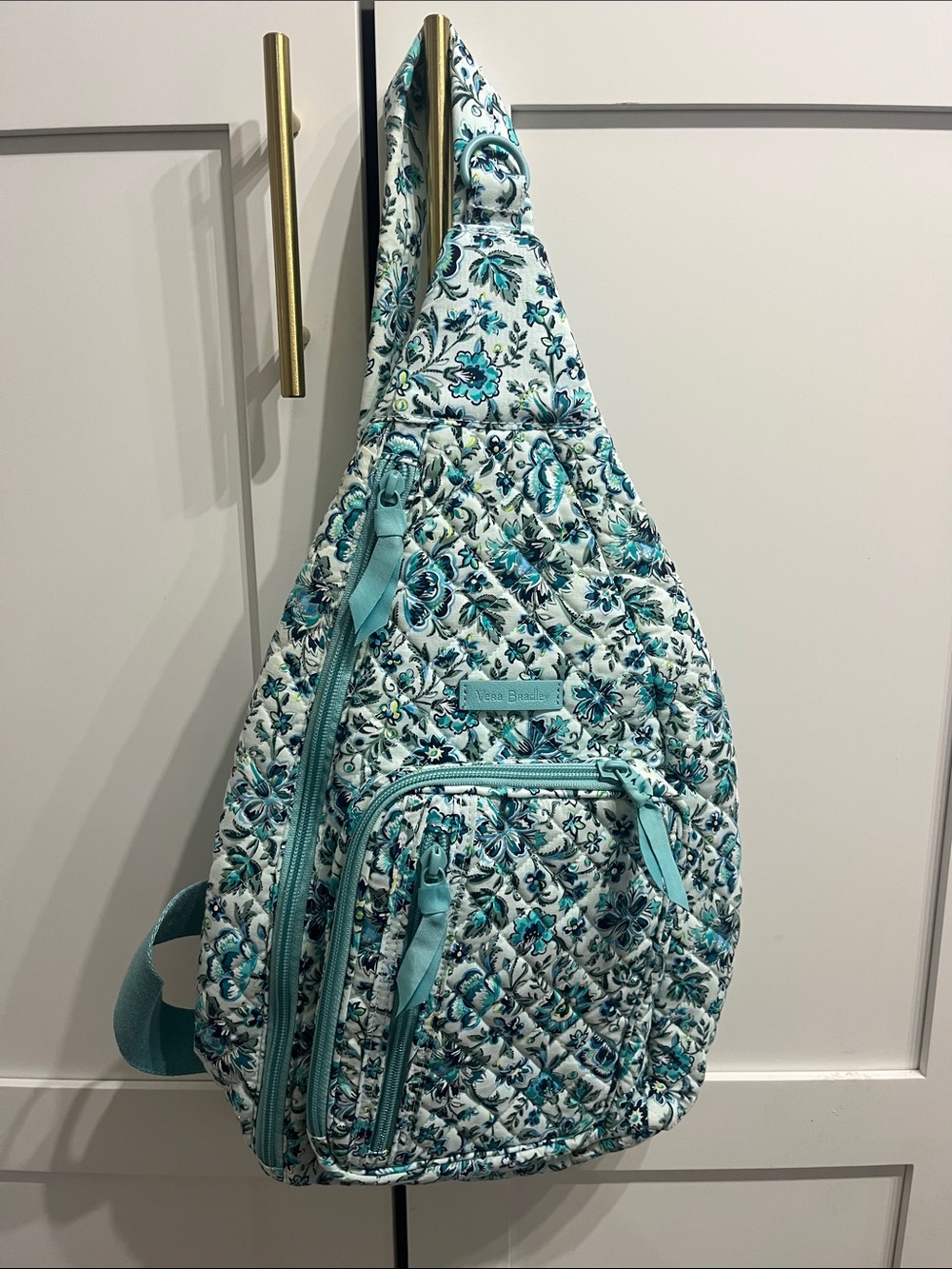 Vera Bradley Aqua Floral Sling Backpack
